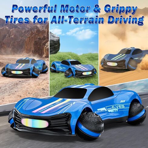 Remote Control Car for Kids, RC Stunt Car with Drift Wheels, 360° Spins & Flips, 2.4GHz Rechargeable Toy Car with LED Lights, Indoor Outdoor Gift for Boys Girls Ages 6-12 in Saudi Arabia