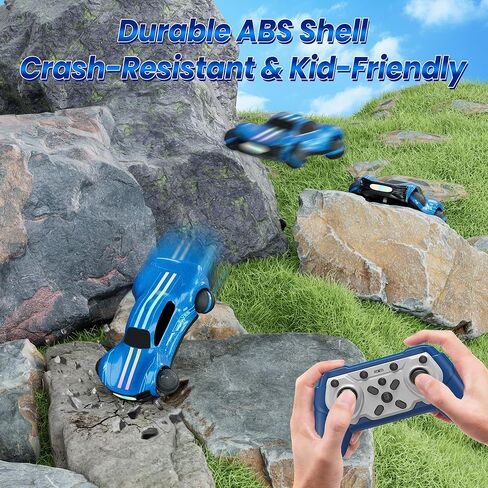 Remote Control Car for Kids, RC Stunt Car with Drift Wheels, 360° Spins & Flips, 2.4GHz Rechargeable Toy Car with LED Lights, Indoor Outdoor Gift for Boys Girls Ages 6-12 in Saudi Arabia