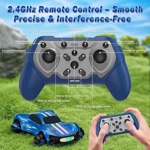 Remote Control Car for Kids, RC Stunt Car with Drift Wheels, 360° Spins & Flips, 2.4GHz Rechargeable Toy Car with LED Lights, Indoor Outdoor Gift for Boys Girls Ages 6-12 in Saudi Arabia