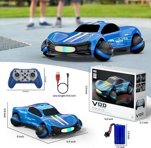 Remote Control Car for Kids, RC Stunt Car with Drift Wheels, 360° Spins & Flips, 2.4GHz Rechargeable Toy Car with LED Lights, Indoor Outdoor Gift for Boys Girls Ages 6-12 in Saudi Arabia