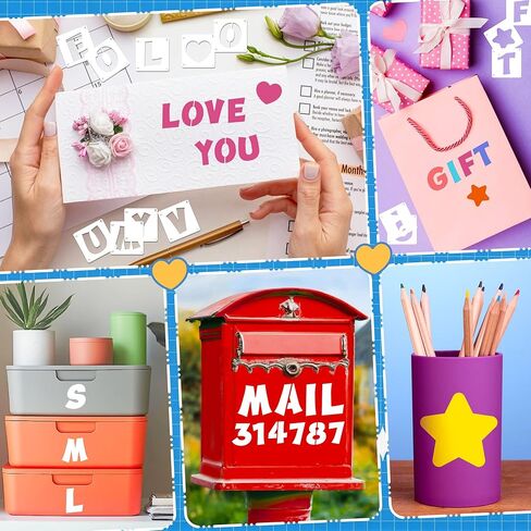 80 قطعة من استنسل الحروف الأبجدية القابلة لإعادة الاستخدام، استنسل حروف كبيرة من PET Craft للرسم على الخشب والجدار والقماش والسبورة واللافتات اليدوية والديكور الفني (3 بوصة و4 بوصة) in Kuwait