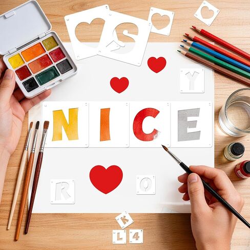 80 قطعة من استنسل الحروف الأبجدية القابلة لإعادة الاستخدام، استنسل حروف كبيرة من PET Craft للرسم على الخشب والجدار والقماش والسبورة واللافتات اليدوية والديكور الفني (3 بوصة و4 بوصة) in Kuwait