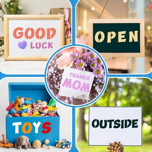 80 قطعة من استنسل الحروف الأبجدية القابلة لإعادة الاستخدام، استنسل حروف كبيرة من PET Craft للرسم على الخشب والجدار والقماش والسبورة واللافتات اليدوية والديكور الفني (3 بوصة و4 بوصة) in Kuwait