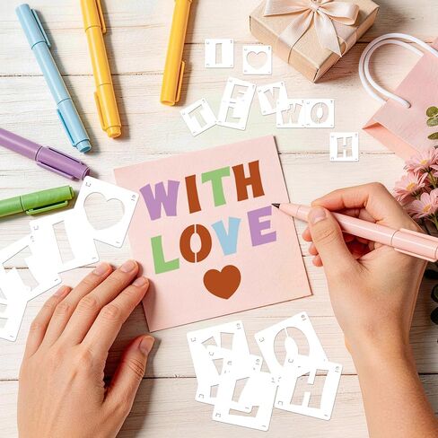 80 قطعة من استنسل الحروف الأبجدية القابلة لإعادة الاستخدام، استنسل حروف كبيرة من PET Craft للرسم على الخشب والجدار والقماش والسبورة واللافتات اليدوية والديكور الفني (3 بوصة و4 بوصة) in Kuwait