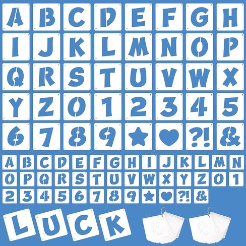 Letter Stencils 80 Pcs Reusable Alphabet Number Stencils, PET Craft Large Letter Stencil for Painting on Wood, Wall, Fabric, Chalkboard, DIY Signs and Art Decor (3Inch & 4Inch) in Saudi Arabia