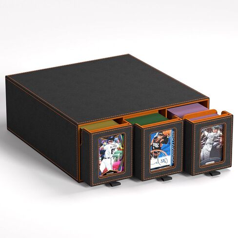 Trading Card Storage Box, 3-Row Slide-Pull Card Case with Stackable Design & 15 Dividers, Commander Display Card Organizer Holder for MTG, Pkmn, YuGiOh, TCG and Sports Cards, Holds 2500+ Cards (Gray) in Saudi Arabia