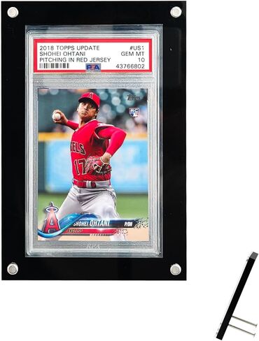 4-Slot PSA Graded Card Display Frame, Wall or Desktop Slab Holder | Black and clear magnetic acrylic frame for PSA-size graded slabs; wall mount or desktop display, not for raw cards. in Saudi Arabia