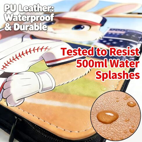 9-Pocket Trading Card Binder 900 Pockets, Cute Bunny Cartoon PU Leather Card Album with 50 Removable Sleeves for Sports/Baseball Cards/Collectible Trading Cards (Baseball Rabbit, 9-Pocket) in Saudi Arabia