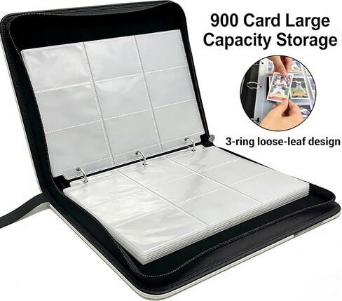 9-Pocket Trading Card Binder 900 Pockets, Cute Bunny Cartoon PU Leather Card Album with 50 Removable Sleeves for Sports/Baseball Cards/Collectible Trading Cards (Baseball Rabbit, 9-Pocket) in Saudi Arabia