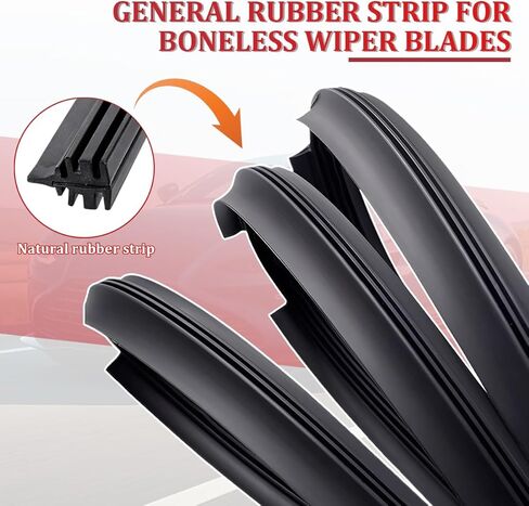 4PCS Car Windshield Wiper Blade Refills, 28 Inch Rubber Adjustable Vehicle Front & Rear Window Frameless Insert Wiper Strip, Waterproof Boneless Auto Windscreen Wiping Strip, Universal Fit in Saudi Arabia