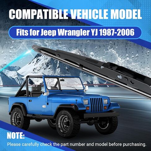 2 Pcs Front Wiper Blade Set Compatible with Jeep Wrangler YJ 1987-2006 Replacement for 83505425 19712.01, A Pair of Front Windshield Wiper Blade in Kuwait