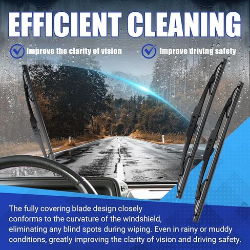 2 Pcs Front Wiper Blade Set Compatible with Jeep Wrangler YJ 1987-2006 Replacement for 83505425 19712.01, A Pair of Front Windshield Wiper Blade in Kuwait