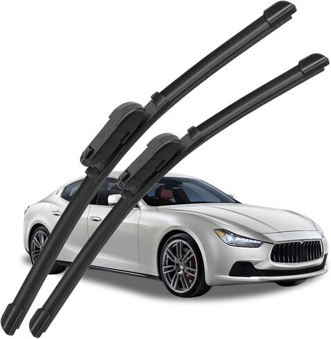 26"+18" Silicone Wiper Blades for Maserati Ghibli 2013 2014 2015 2016 2017 2018 2019 2020 2021 2022 2023 2024 2025 2026 All-Season Front Windshield Replacement Quiet & Smooth in Kuwait
