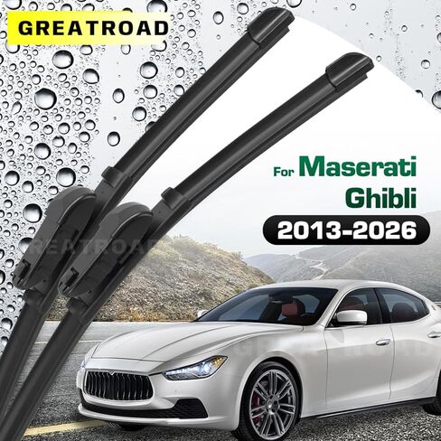 26"+18" Silicone Wiper Blades for Maserati Ghibli 2013 2014 2015 2016 2017 2018 2019 2020 2021 2022 2023 2024 2025 2026 All-Season Front Windshield Replacement Quiet & Smooth in Kuwait