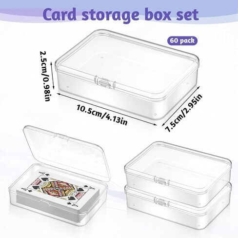 60 Pcs Clear Plastic Playing Card Boxes, 4.13 x 2.95 x 0.98 Inch Snap Closed Poker Gaming Playing Card Deck Holder, Blank Poker Cards Storage Case, for Bank Business Trading Gaming Cards in Kuwait