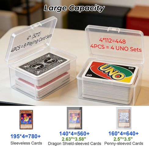 4PCS Plastic Game Card Storage Box, UNO Card Case, Playing Card Box, High Capacity Playing Card Case, Waterproof Plastic Card Holder (NO Cards) in Saudi Arabia