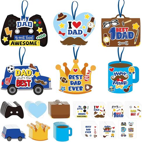 Father's Day DIY Crafts for Kids - 36Set Bulk Happy Father’s Day Theme Sunday School Crafts Sticker Christian Religious Hanging Ornament Craft Kit for Classroom VBS Activities Sunday School Favors in Kuwait