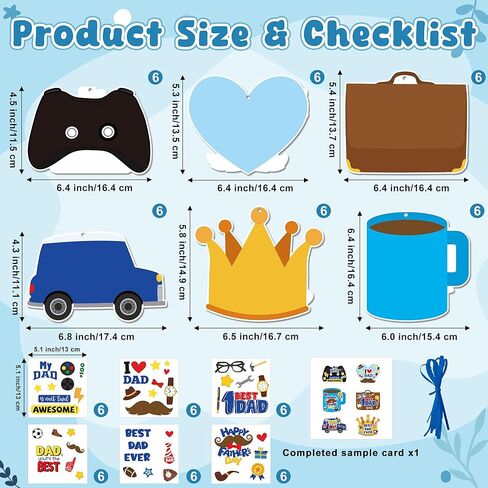 Father's Day DIY Crafts for Kids - 36Set Bulk Happy Father’s Day Theme Sunday School Crafts Sticker Christian Religious Hanging Ornament Craft Kit for Classroom VBS Activities Sunday School Favors in Kuwait