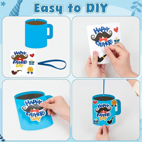 Father's Day DIY Crafts for Kids - 36Set Bulk Happy Father’s Day Theme Sunday School Crafts Sticker Christian Religious Hanging Ornament Craft Kit for Classroom VBS Activities Sunday School Favors in Kuwait