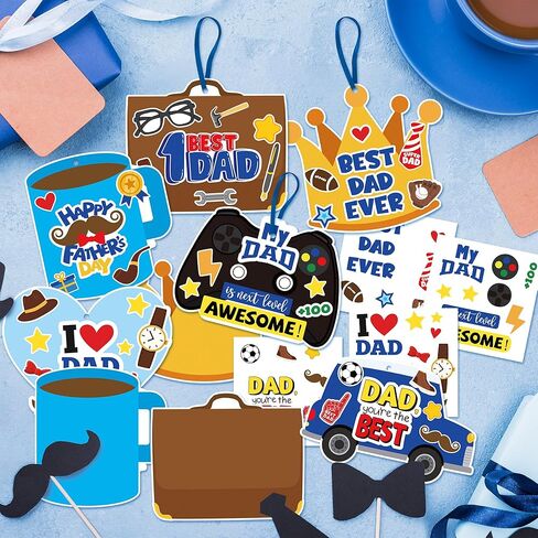 Father's Day DIY Crafts for Kids - 36Set Bulk Happy Father’s Day Theme Sunday School Crafts Sticker Christian Religious Hanging Ornament Craft Kit for Classroom VBS Activities Sunday School Favors in Kuwait