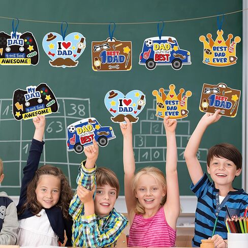 Father's Day DIY Crafts for Kids - 36Set Bulk Happy Father’s Day Theme Sunday School Crafts Sticker Christian Religious Hanging Ornament Craft Kit for Classroom VBS Activities Sunday School Favors in Kuwait