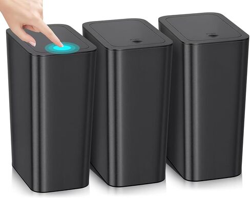 3 Pack 4 Gallon Bathroom Small Trash Can with Lid, 15L Slim Garbage Bin Wastebasket with Pop-Up Lid for Bedroom, Office, Kitchen, Dorm, Fits Under Desk in Saudi Arabia