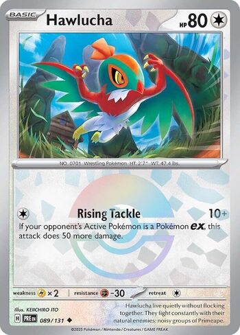 Pokemon - Hawlucha 89/131 – Prismatic Evolution – Poke Ball – Etched Foil in Kuwait