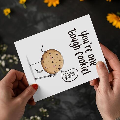 Funny Get Well Card for Man Woman, Feel Better Cards for Friend, You're One Tough Cookie, with Envelope Sticker in Kuwait