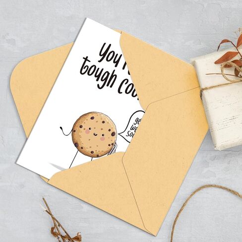 Funny Get Well Card for Man Woman, Feel Better Cards for Friend, You're One Tough Cookie, with Envelope Sticker in Kuwait