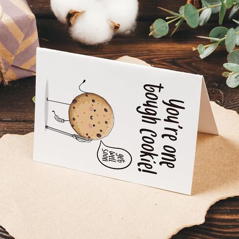 Funny Get Well Card for Man Woman, Feel Better Cards for Friend, You're One Tough Cookie, with Envelope Sticker in Kuwait