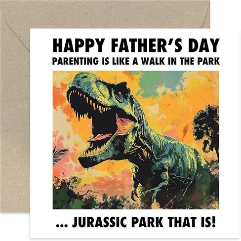 Funny Father's Day Card for Dad - Walk in the Park Dinosaur Father's Day Card for Him - For Husband - Hilarious Card for Dad from Children | Blank Inside in Kuwait