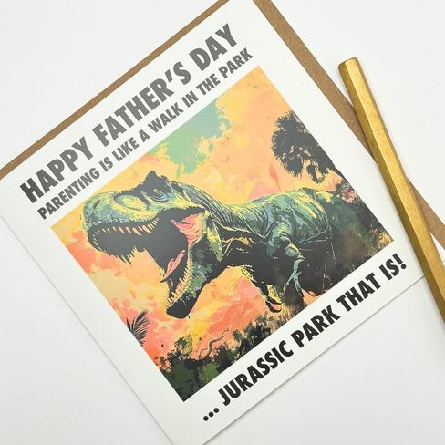 Funny Father's Day Card for Dad - Walk in the Park Dinosaur Father's Day Card for Him - For Husband - Hilarious Card for Dad from Children | Blank Inside in Kuwait