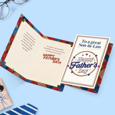 BENNLOOS Happy Father's Day Card for Son-In-Saw, Fathers Day Card Gift from Parents-In-Law, Ideal for Fathers Day Gift and Family Celebrations in Saudi Arabia