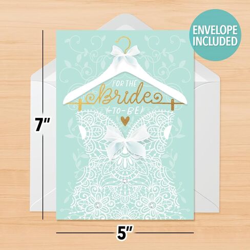 Designer Greetings Premier Collection Bridal Shower Card, Wedding Dress (Includes White Envelope) – Perfect for the Bride-To-Be and Wedding Celebrations in Saudi Arabia