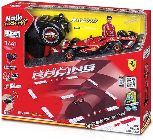 Maisto Tech R/C 1:41 2024 DC Ferrari SF-24 Car w/Track, Leclerc #16 in Saudi Arabia