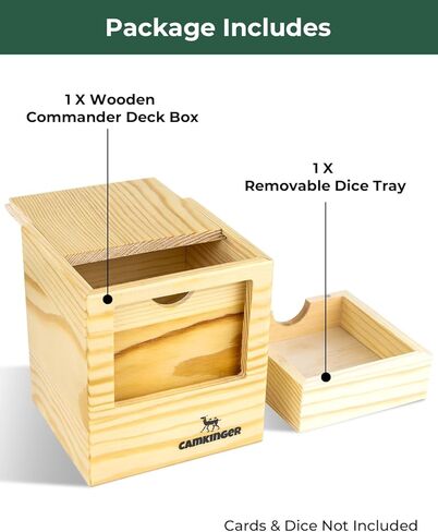 Wooden MTG Commander Deck Box - 100 Double-Sleeved Card Storage with Dice Tray, Portable Magic The Gathering Deck Box with Commander Display Window, TCG Card Holder for Gamers in Saudi Arabia