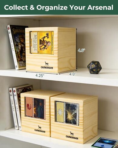 Wooden MTG Commander Deck Box - 100 Double-Sleeved Card Storage with Dice Tray, Portable Magic The Gathering Deck Box with Commander Display Window, TCG Card Holder for Gamers in Saudi Arabia