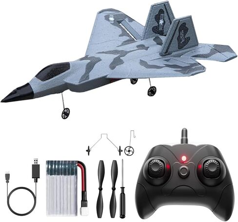 RC Plane Remote Control Airplane for Kids and Beginners F-22 Glider Foam Fighter Jet, 2CH 2.4GHz Aircraft Ready to Fly Toy with LED Lights Automatic Balance Gyro 2 Rechargeable Batteries in Saudi Arabia