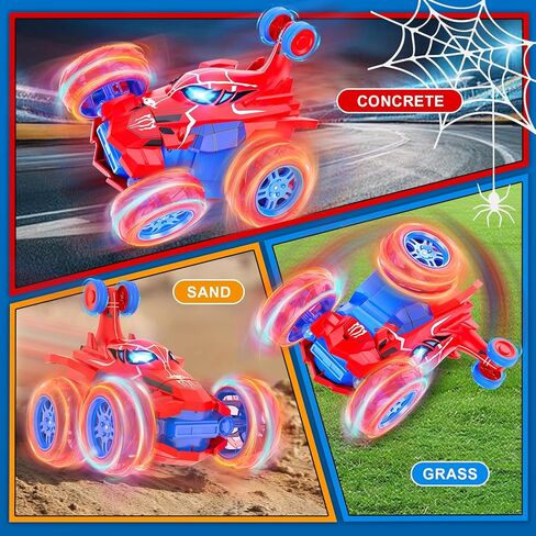 Remote Control Car for Boys, 360° Rotating 4WD Stunt Spider RC Cars with Cool LED Lights, Rechargeable Car Toys Birthday Gifts for Kids Boys Girls Age 3-6 7-9 10-12 in Saudi Arabia