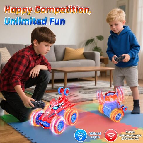 Remote Control Car for Boys, 360° Rotating 4WD Stunt Spider RC Cars with Cool LED Lights, Rechargeable Car Toys Birthday Gifts for Kids Boys Girls Age 3-6 7-9 10-12 in Saudi Arabia