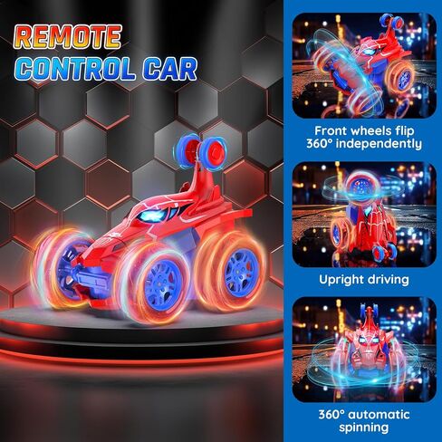 Remote Control Car for Boys, 360° Rotating 4WD Stunt Spider RC Cars with Cool LED Lights, Rechargeable Car Toys Birthday Gifts for Kids Boys Girls Age 3-6 7-9 10-12 in Saudi Arabia