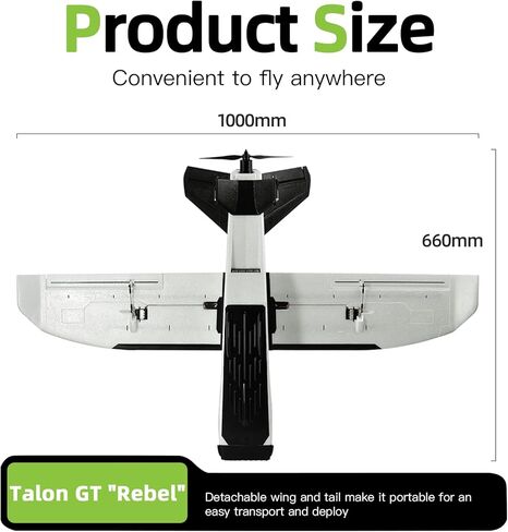 طائرة Buddy RC ZOHD Talon GT Rebel FPV، طائرة على شكل V-Tail BEPP FPV Aircraft RC للبالغين مع جناحيها 1000 مم، طائرة RC سهلة التحكم للمبتدئين (إصدار المجموعة، أبيض) in Kuwait