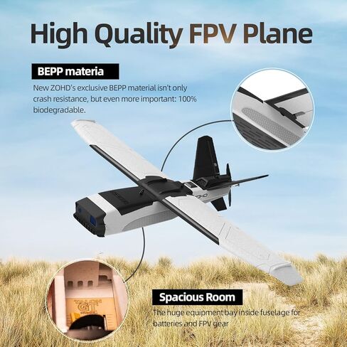 طائرة Buddy RC ZOHD Talon GT Rebel FPV، طائرة على شكل V-Tail BEPP FPV Aircraft RC للبالغين مع جناحيها 1000 مم، طائرة RC سهلة التحكم للمبتدئين (إصدار المجموعة، أبيض) in Kuwait