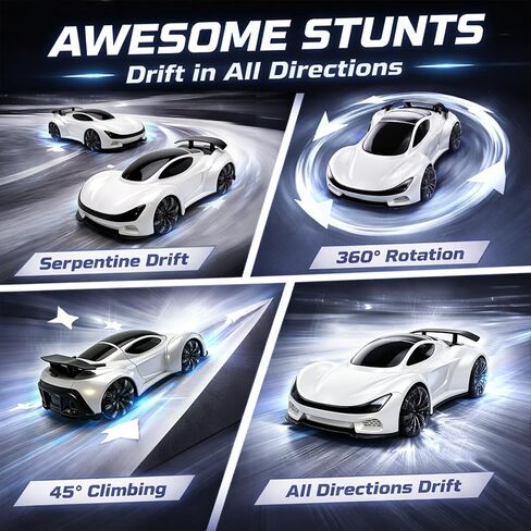 Remote Control Car, Gesture Sensing RC Stunt Car, Drift RC Cars with Light Spray & Sound, 2.4GHz Hobby RC Cars Toy for Kids, Dual Control, 360 Rotate, Birthday Gifts for Boys Girls 6+ (White) in Saudi Arabia