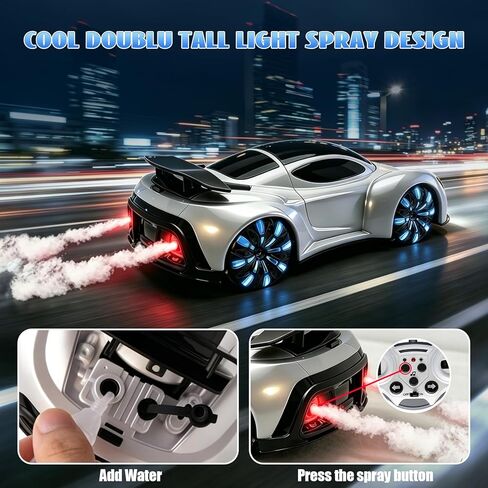Remote Control Car, Gesture Sensing RC Stunt Car, Drift RC Cars with Light Spray & Sound, 2.4GHz Hobby RC Cars Toy for Kids, Dual Control, 360 Rotate, Birthday Gifts for Boys Girls 6+ (White) in Saudi Arabia