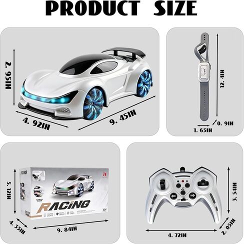 Remote Control Car, Gesture Sensing RC Stunt Car, Drift RC Cars with Light Spray & Sound, 2.4GHz Hobby RC Cars Toy for Kids, Dual Control, 360 Rotate, Birthday Gifts for Boys Girls 6+ (White) in Saudi Arabia