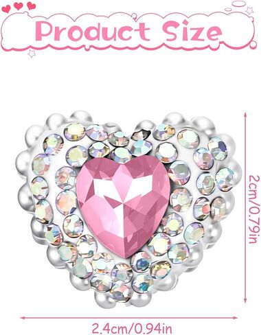 6PCS Rhinestone Heart Focal Beads for Pens, Colored Gemstones Fancy Beads for Pens,Chunky Glitter Bling Beadable Pen Bead for Beaded Pen Making Bracelet Keychain DIY Crafts in Saudi Arabia