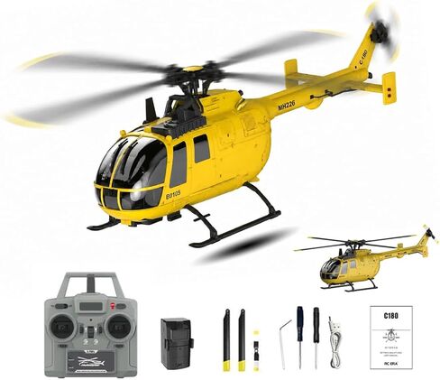 RC ERA C180 BO-105 RC مروحية، 6 محاور جيروسكوبية 6CH تدفق بصري لمحرك بدون فرشاة، تحوم الارتفاع، إقلاع مفتاح واحد مقلوب الطيران RTF للبالغين المبتدئين (تمويه/2 بطارية) in Kuwait