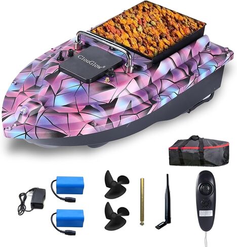Bait Boat for Fishing, Remote Controlled Bait Delivery Vessel with 2.4GHz Control, 328yd Range, 4.4lbs Capacity, Dual Brushless Motors, 4-Hour Runtime, Rugged ABS Hull, Low Voltage Return Alarm in Saudi Arabia