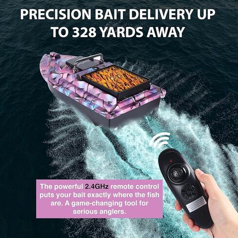 Bait Boat for Fishing, Remote Controlled Bait Delivery Vessel with 2.4GHz Control, 328yd Range, 4.4lbs Capacity, Dual Brushless Motors, 4-Hour Runtime, Rugged ABS Hull, Low Voltage Return Alarm in Saudi Arabia